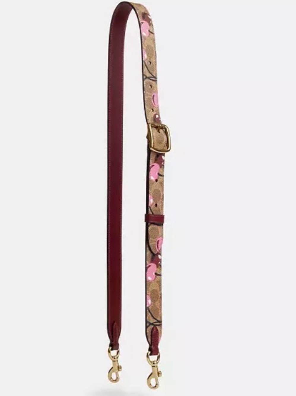 Coach reversible adjustable strap in signature print with cherry motif
